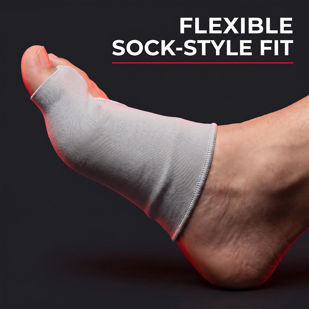 Flexible sock-style fit feature - PHYSIOATHLETX toe separator sock flexed