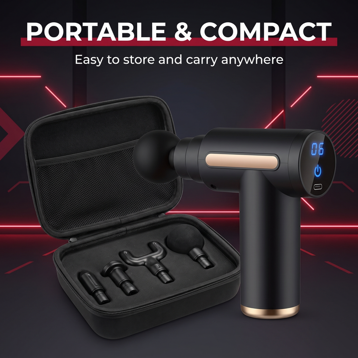 Portable compact massage gun with carrying case