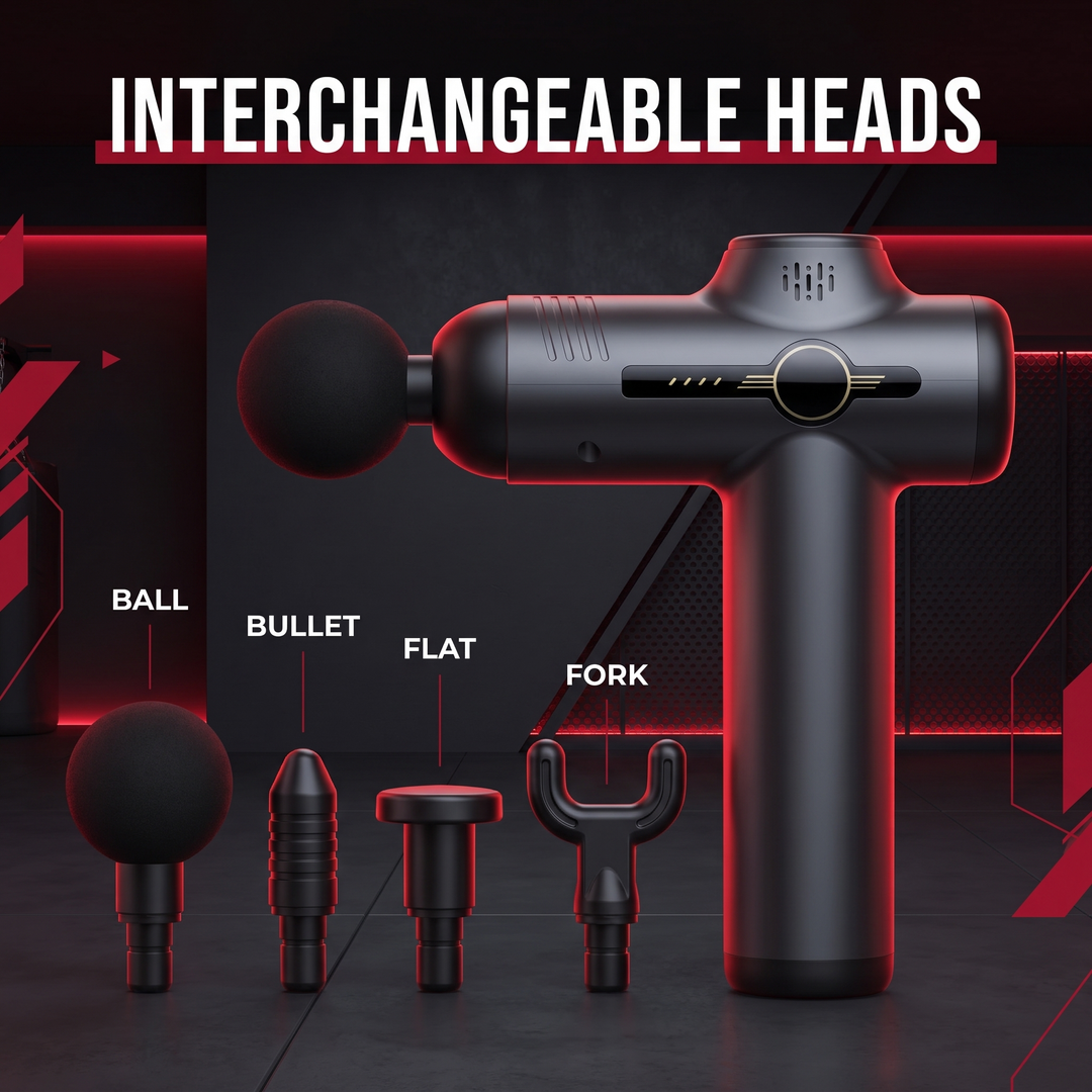 Interchangeable massage head attachments detail