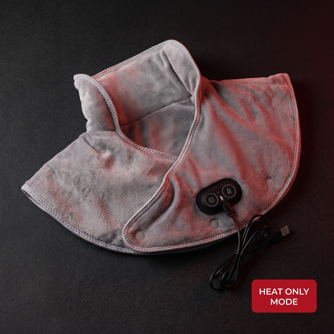 Electric Heated Shoulder Neck Wrap Cervical Heat Pad Vibration Massager Adjustable 3-Level Thermal Compress Shawl for Neck Back Shoulder Pain Relief Home Use Recovery
