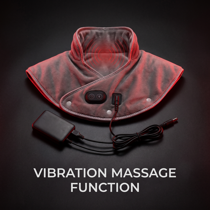 Electric Heated Shoulder Neck Wrap Cervical Heat Pad Vibration Massager Adjustable 3-Level Thermal Compress Shawl for Neck Back Shoulder Pain Relief Home Use Recovery