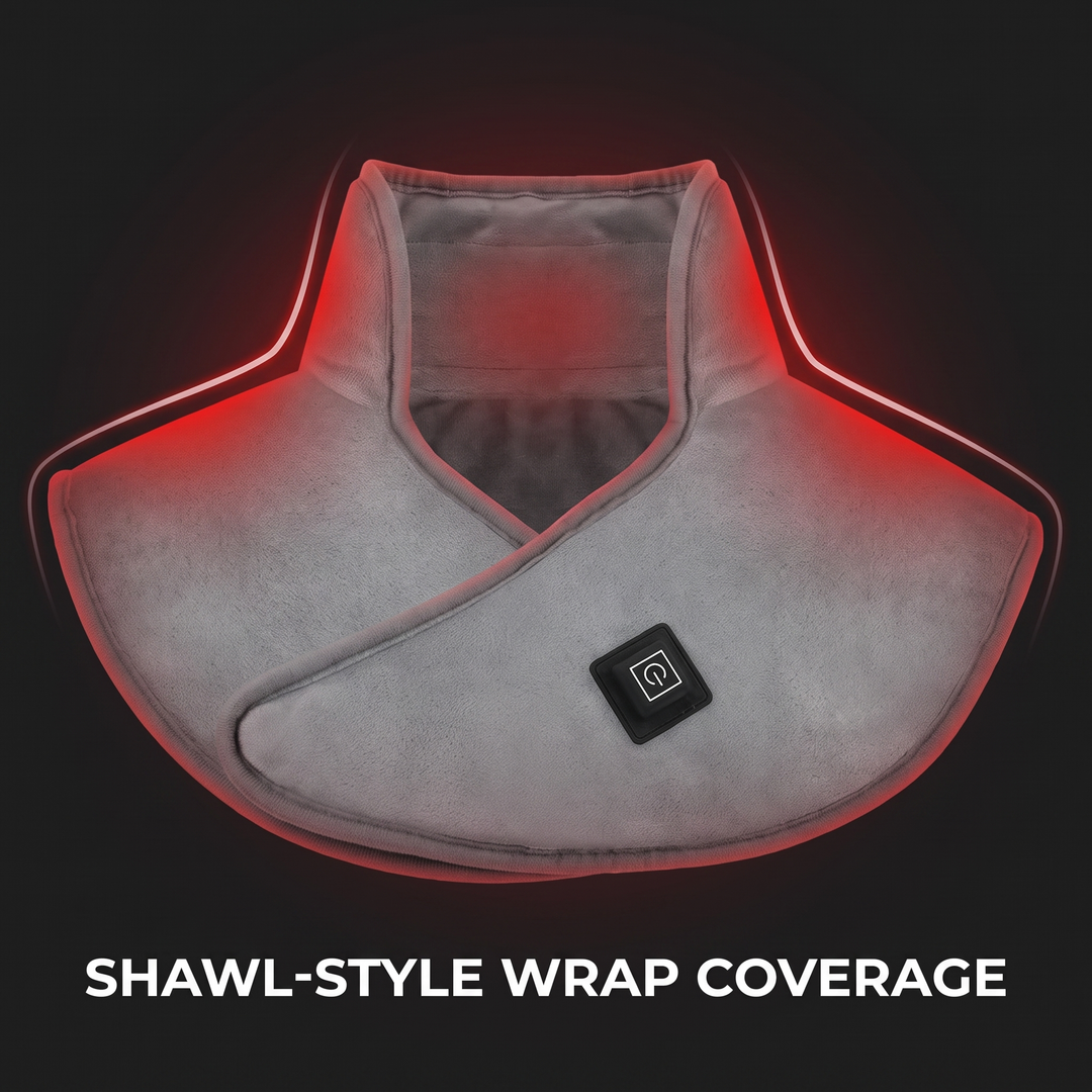Electric Heated Shoulder Neck Wrap Cervical Heat Pad Vibration Massager Adjustable 3-Level Thermal Compress Shawl for Neck Back Shoulder Pain Relief Home Use Recovery