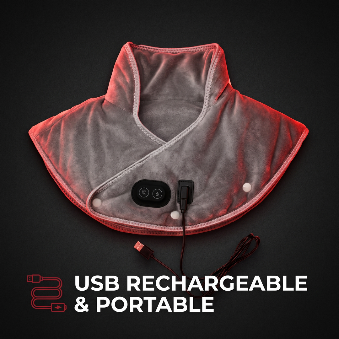 Electric Heated Shoulder Neck Wrap Cervical Heat Pad Vibration Massager Adjustable 3-Level Thermal Compress Shawl for Neck Back Shoulder Pain Relief Home Use Recovery