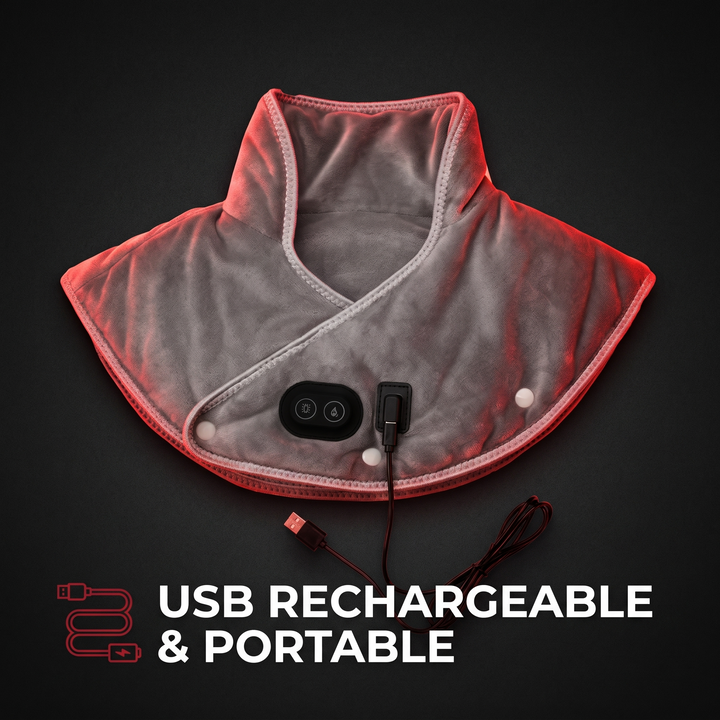 Electric Heated Shoulder Neck Wrap Cervical Heat Pad Vibration Massager Adjustable 3-Level Thermal Compress Shawl for Neck Back Shoulder Pain Relief Home Use Recovery