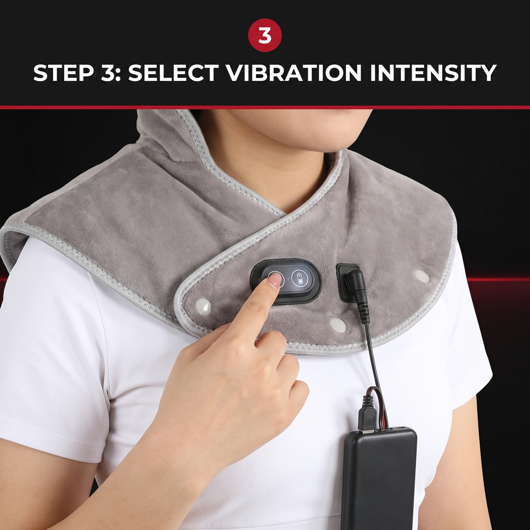 Electric Heated Shoulder Neck Wrap Cervical Heat Pad Vibration Massager Adjustable 3-Level Thermal Compress Shawl for Neck Back Shoulder Pain Relief Home Use Recovery