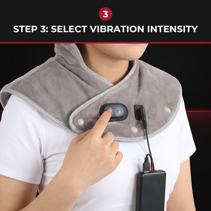 Electric Heated Shoulder Neck Wrap Cervical Heat Pad Vibration Massager Adjustable 3-Level Thermal Compress Shawl for Neck Back Shoulder Pain Relief Home Use Recovery