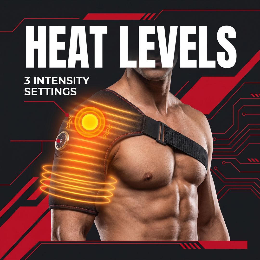 Electric Shoulder Massager Heating Vibration Massage Belt Shoulder Brace Wrap Pad Rechargeable Wireless Relief Support for Home Use - Heat Levels