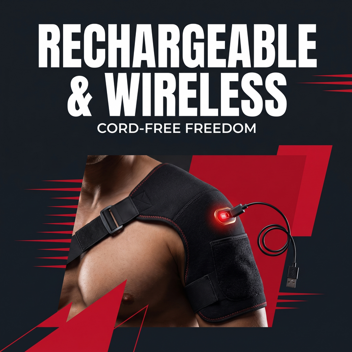 Electric Shoulder Massager Heating Vibration Massage Belt Shoulder Brace Wrap Pad Rechargeable Wireless Relief Support for Home Use - Rechargeable Wireless