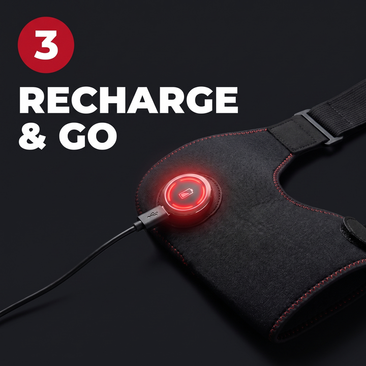 Electric Shoulder Massager Heating Vibration Massage Belt Shoulder Brace Wrap Pad Rechargeable Wireless Relief Support for Home Use - Step 3 Recharge and Go