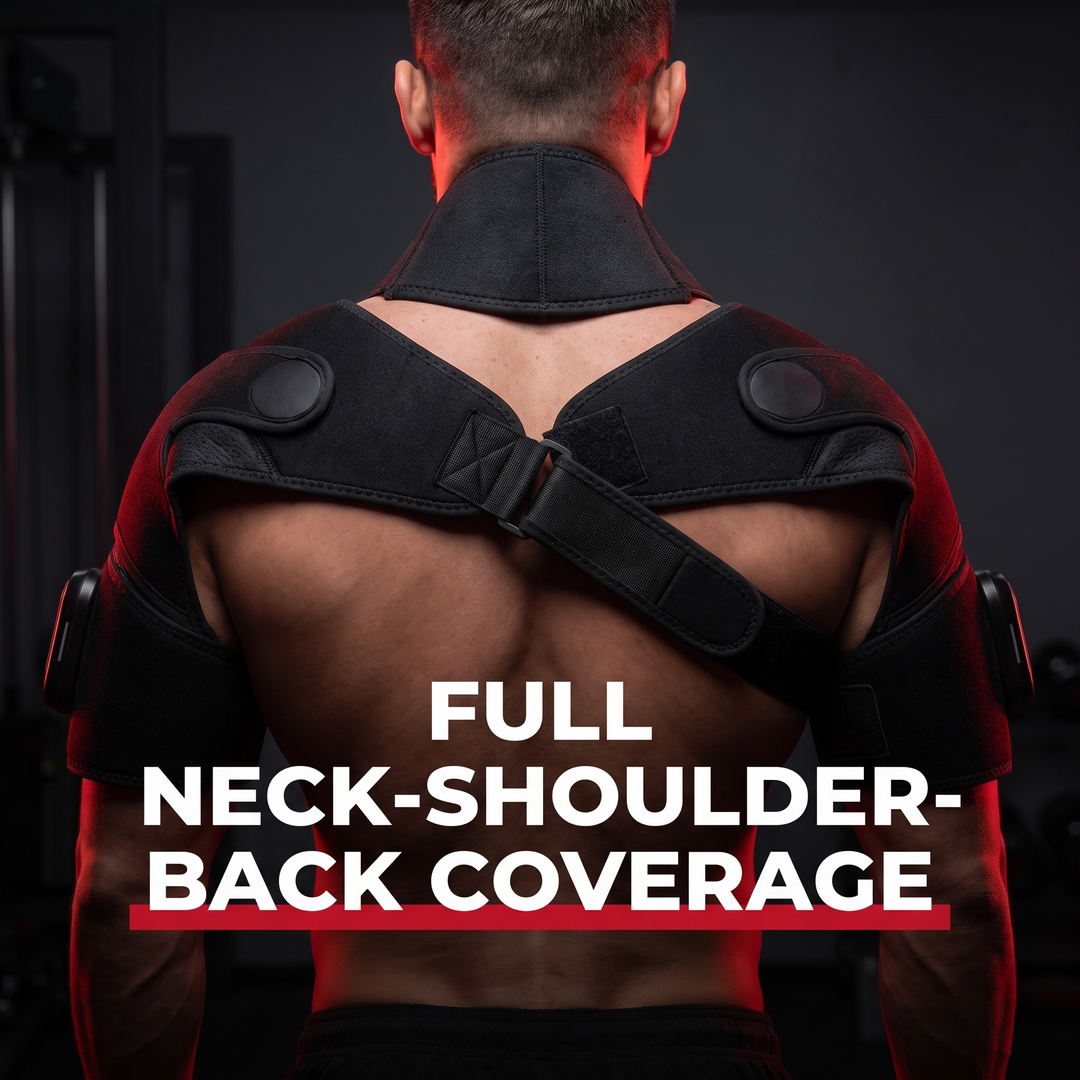 Professional Vibration Shoulder Massage Belt with Heat Therapy Adjustable LED Heating Shawl Wrap for Neck Shoulder Back Muscle Recovery Home Use - Full Neck Shoulder Back Coverage