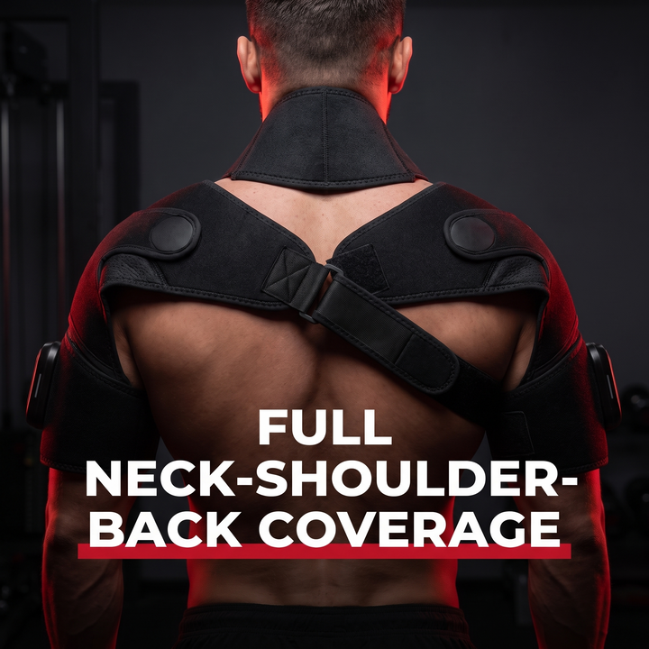 Professional Vibration Shoulder Massage Belt with Heat Therapy Adjustable LED Heating Shawl Wrap for Neck Shoulder Back Muscle Recovery Home Use - Full Neck Shoulder Back Coverage