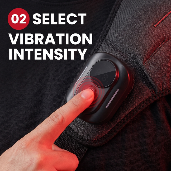 Professional Vibration Shoulder Massage Belt with Heat Therapy Adjustable LED Heating Shawl Wrap for Neck Shoulder Back Muscle Recovery Home Use - Step 2 Select Vibration Intensity