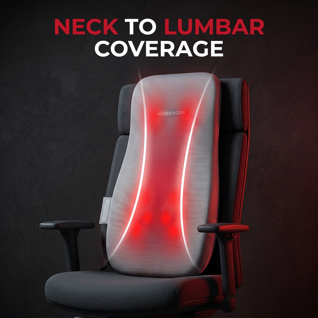 Professional Electric Shiatsu Back Massager with Heat Full Body Kneading Neck Shoulder Massage Cushion for Home Office Chair Use Relaxation Recovery – Neck to Lumbar Coverage