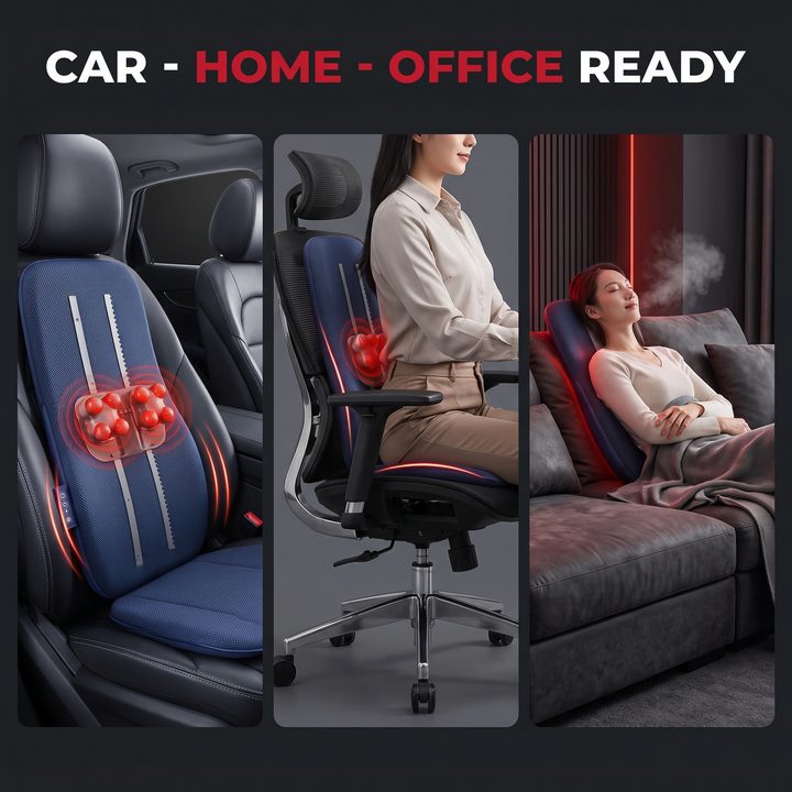 Professional Electric Shiatsu Back Massager with Heat Full Body Kneading Neck Shoulder Massage Cushion for Home Office Chair Use Relaxation Recovery – Car, Home and Office Ready