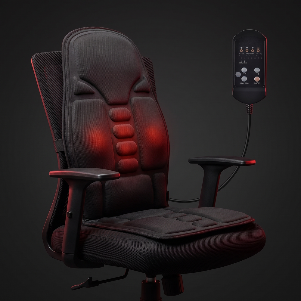 Shiatsu Massage Cushion Vibrating Infrared Heat Pad Neck Back Lumbar Full Body Massager Car Home Office Cervical Support Relief - Office Chair Hero