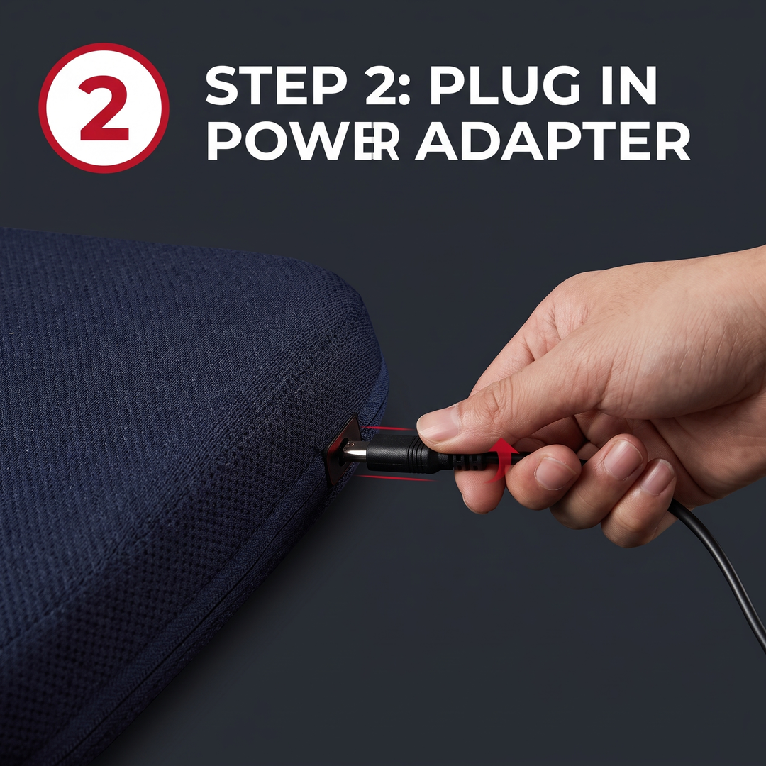 Professional Electric Shiatsu Back Massager with Heat Full Body Kneading Neck Shoulder Massage Cushion for Home Office Chair Use Relaxation Recovery – Step 2 Plug in Power Adapter