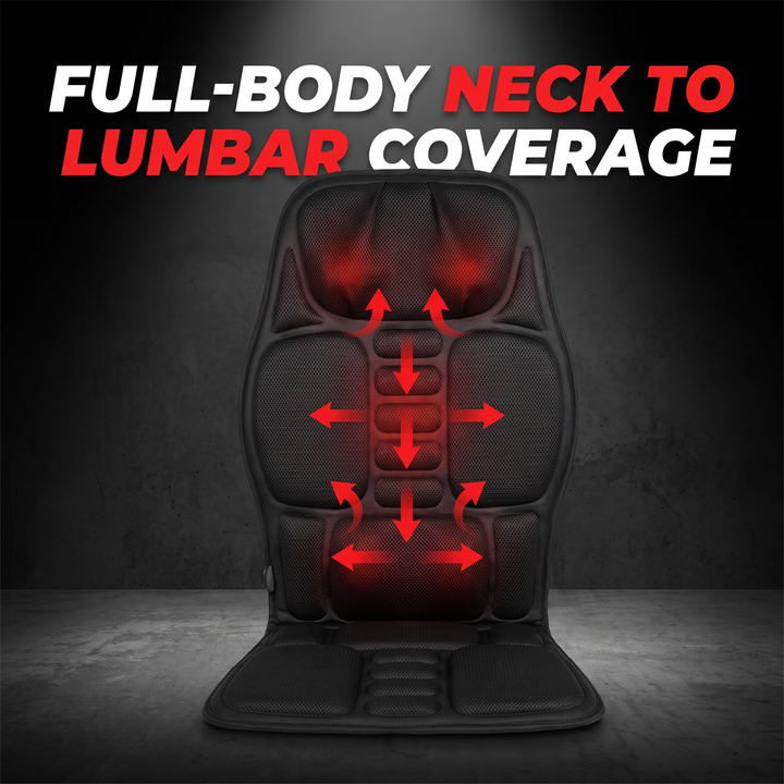 Shiatsu Massage Cushion Vibrating Infrared Heat Pad Neck Back Lumbar Full Body Massager Car Home Office Cervical Support Relief - Full-Body Neck to Lumbar Coverage