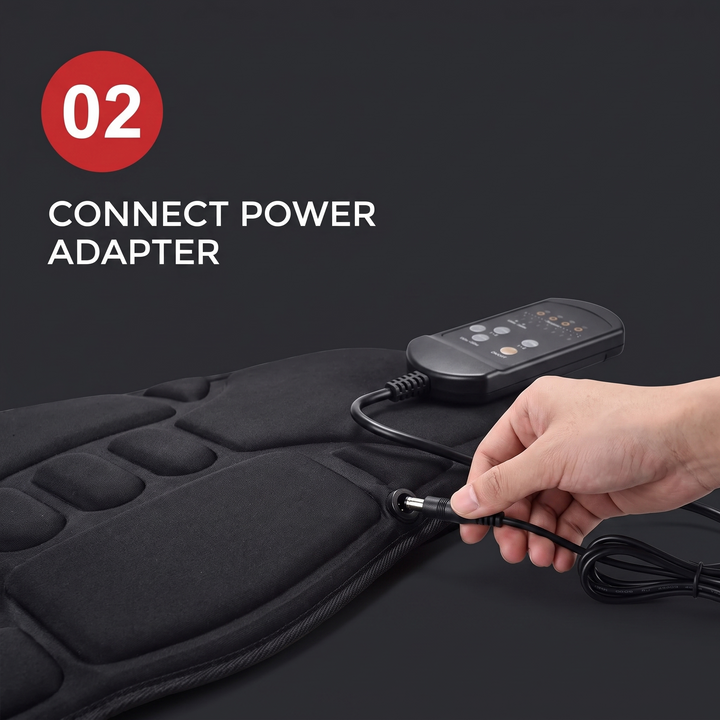 Shiatsu Massage Cushion Vibrating Infrared Heat Pad Neck Back Lumbar Full Body Massager Car Home Office Cervical Support Relief - How It Works Step 2 Power
