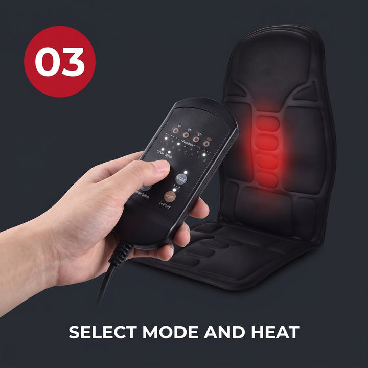 Shiatsu Massage Cushion Vibrating Infrared Heat Pad Neck Back Lumbar Full Body Massager Car Home Office Cervical Support Relief - How It Works Step 3 Select Mode