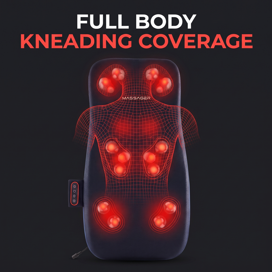Professional Electric Shiatsu Back Massager with Heat Full Body Kneading Neck Shoulder Massage Cushion for Home Office Chair Use Relaxation Recovery – Full Body Kneading Coverage