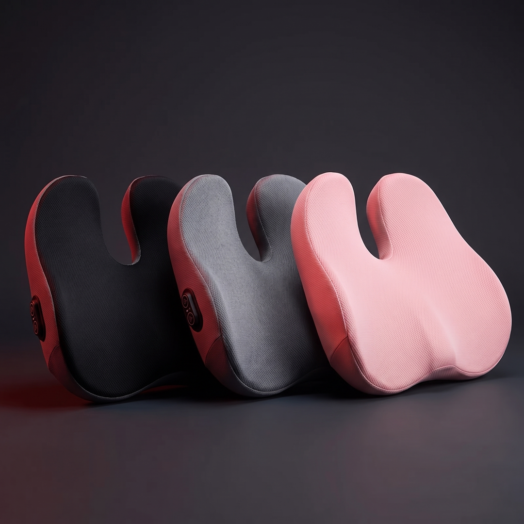 Therapeutic Massage Seat Cushion with Heat and Vibration Coccyx Pressure Relief Office Chair Pad Kegel Pelvic Floor Support Home and Work Use - Color Options