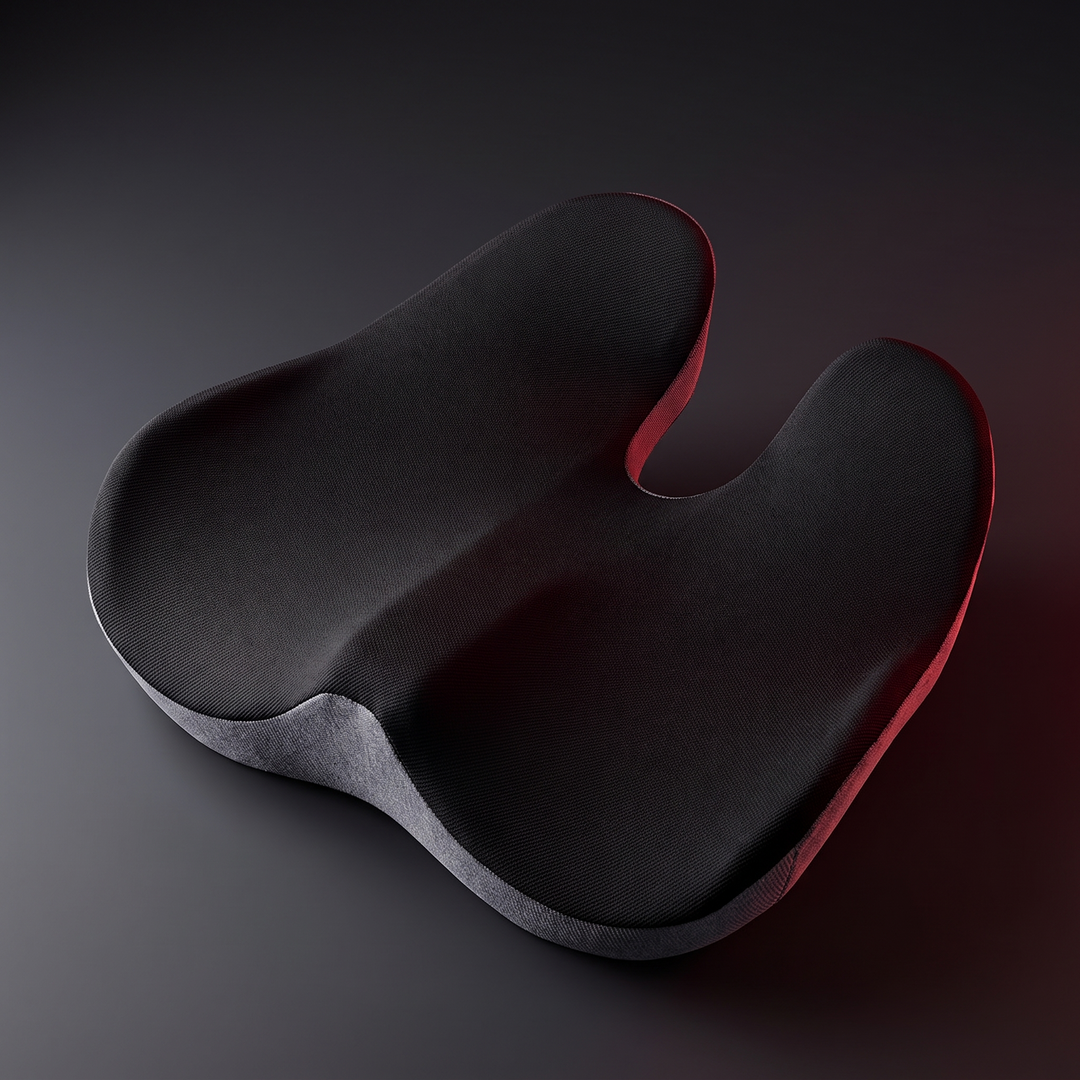 Therapeutic Massage Seat Cushion with Heat and Vibration Coccyx Pressure Relief Office Chair Pad Kegel Pelvic Floor Support Home and Work Use - Angled View