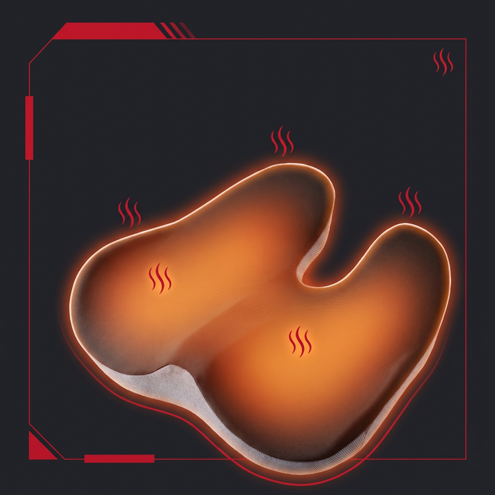 Therapeutic Massage Seat Cushion with Heat and Vibration Coccyx Pressure Relief Office Chair Pad Kegel Pelvic Floor Support Home and Work Use - Heat Function