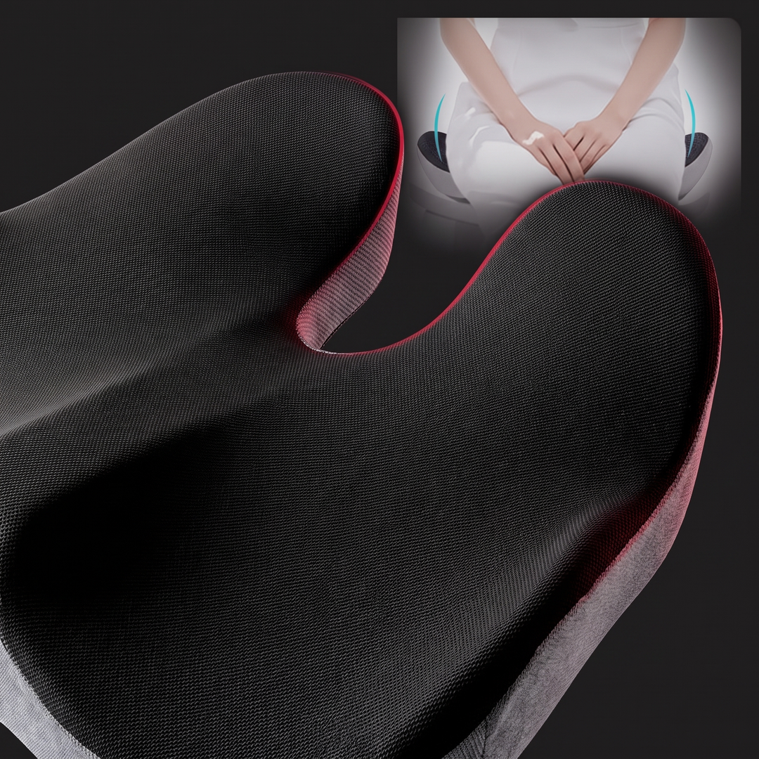 Therapeutic Massage Seat Cushion with Heat and Vibration Coccyx Pressure Relief Office Chair Pad Kegel Pelvic Floor Support Home and Work Use - Ergonomic Seated Pressure Relief Design