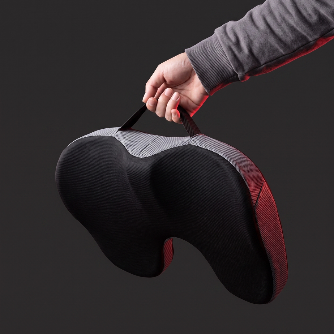 Therapeutic Massage Seat Cushion with Heat and Vibration Coccyx Pressure Relief Office Chair Pad Kegel Pelvic Floor Support Home and Work Use - Portable Carry Strap