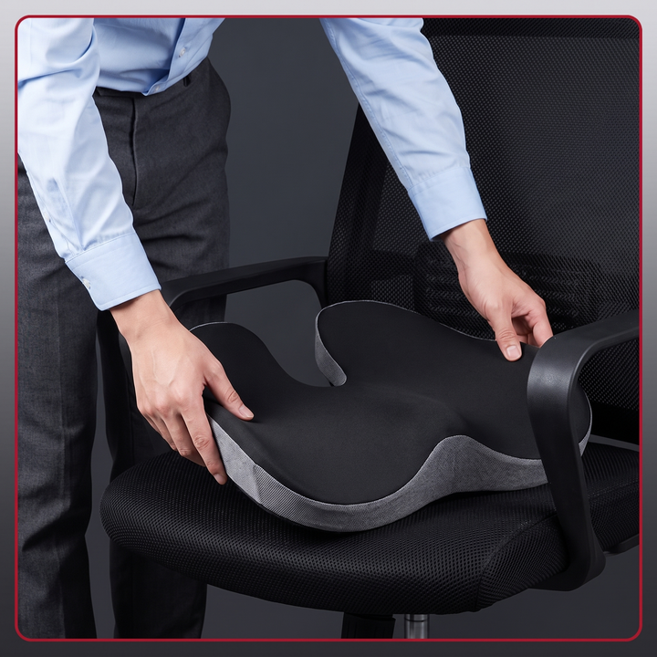 Therapeutic Massage Seat Cushion with Heat and Vibration Coccyx Pressure Relief Office Chair Pad Kegel Pelvic Floor Support Home and Work Use - How to Use Step 1: Place on Chair
