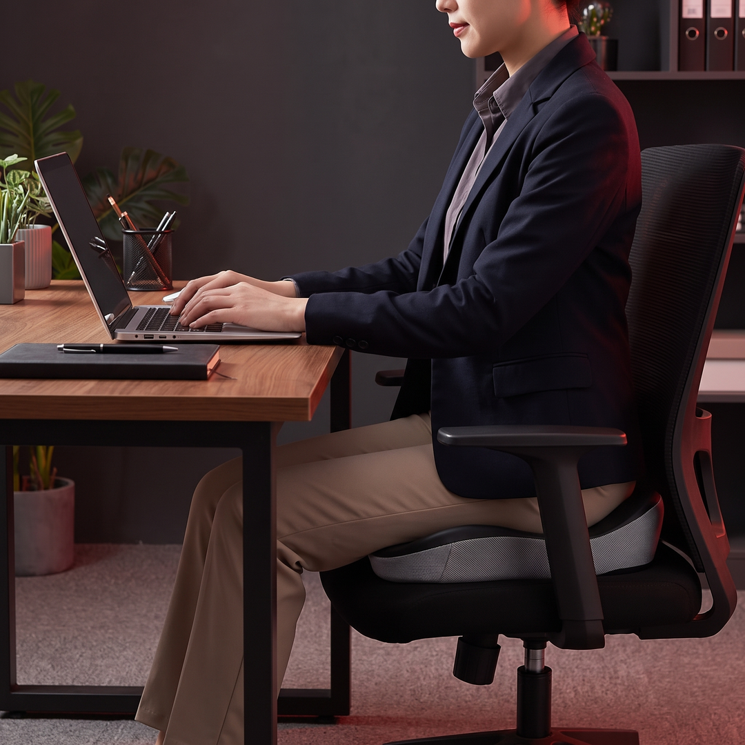 Therapeutic Massage Seat Cushion with Heat and Vibration Coccyx Pressure Relief Office Chair Pad Kegel Pelvic Floor Support Home and Work Use - How to Use Step 4: Sit and Relax