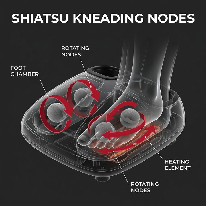 Professional Electric Foot and Calf Massager Shiatsu Kneading Heated Roller Deep Tissue Leg Massager for Stress Relief Relaxation Home Use Recovery - shiatsu kneading nodes feature