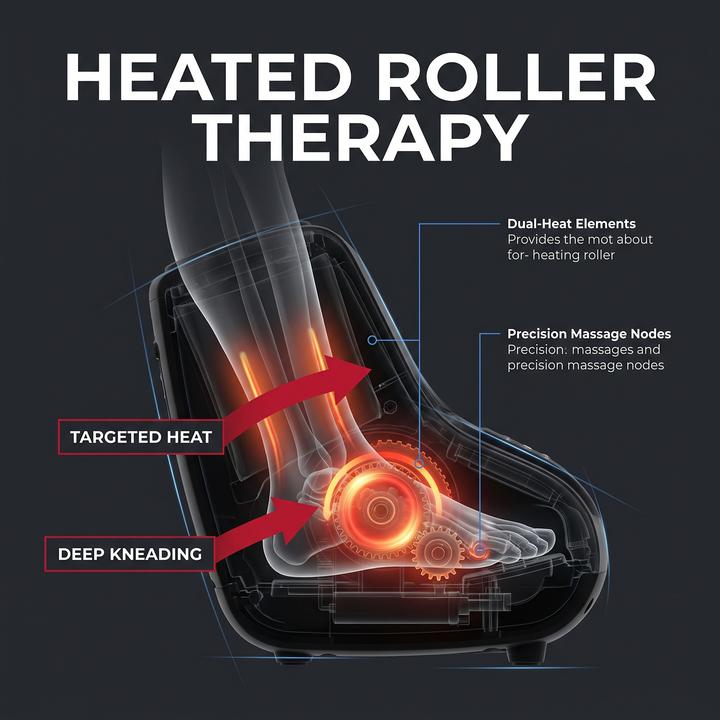 Professional Electric Foot and Calf Massager Shiatsu Kneading Heated Roller Deep Tissue Leg Massager for Stress Relief Relaxation Home Use Recovery - heated roller feature