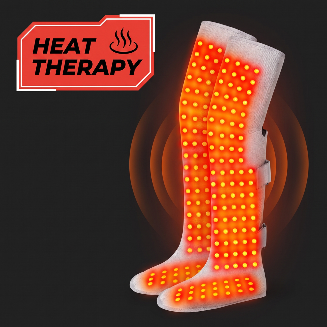 Professional Heated Red Light Leg Massager Boots Full Leg Compression Massager with Heat Muscle Relaxation Joint Comfort Fatigue Relief Home Recovery — Heat Therapy Feature