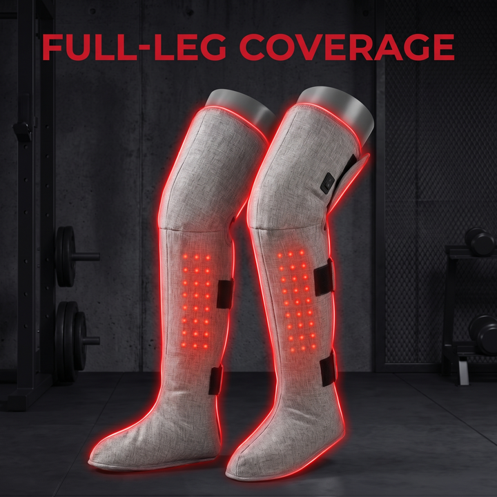 Professional Heated Red Light Leg Massager Boots Full Leg Compression Massager with Heat Muscle Relaxation Joint Comfort Fatigue Relief Home Recovery — Full-Leg Coverage
