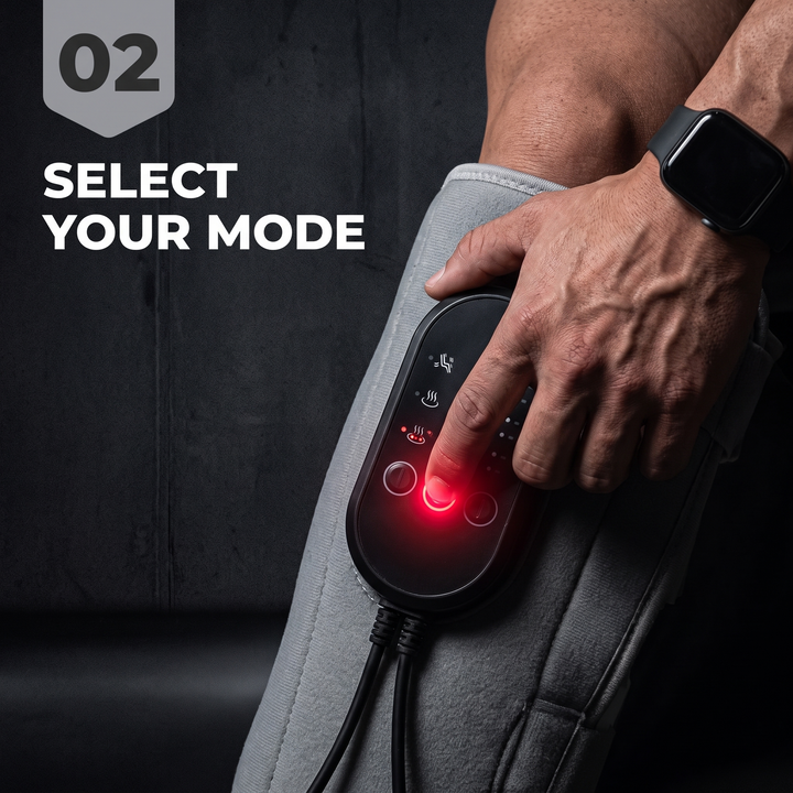 Professional Heated Red Light Leg Massager Boots Full Leg Compression Massager with Heat Muscle Relaxation Joint Comfort Fatigue Relief Home Recovery — How It Works Step 2