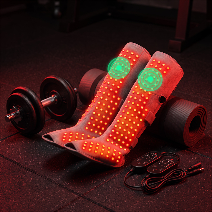 Professional Heated Red Light Leg Massager Boots Full Leg Compression Massager with Heat Muscle Relaxation Joint Comfort Fatigue Relief Home Recovery — Home Gym Floor Still Life