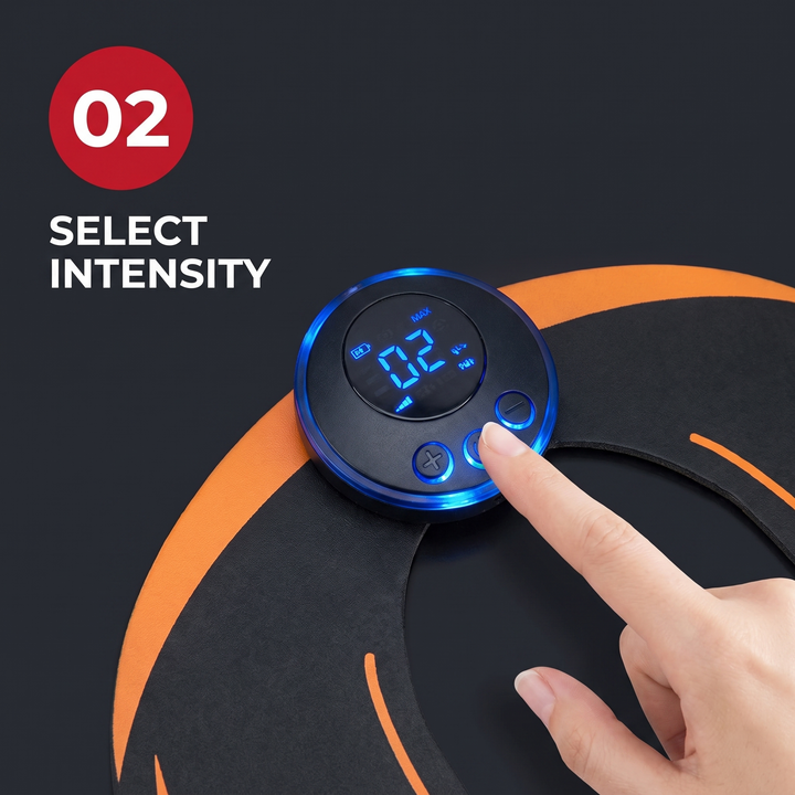 Professional EMS Muscle Stimulator Wireless Abdominal Toning Belt Body Massager Unisex Waist Arm Leg Hip Trainer Smart Fitness Recovery Device - How It Works Step 2 Select Intensity
