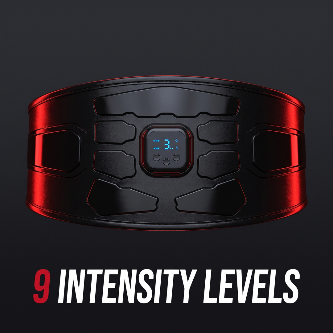 Professional EMS Core Trainer Belt Muscle Stimulator Abdominal Toning Belt 9 Intensity Levels USB Rechargeable No Gel Required Home Fitness Recovery - Hero Product Shot