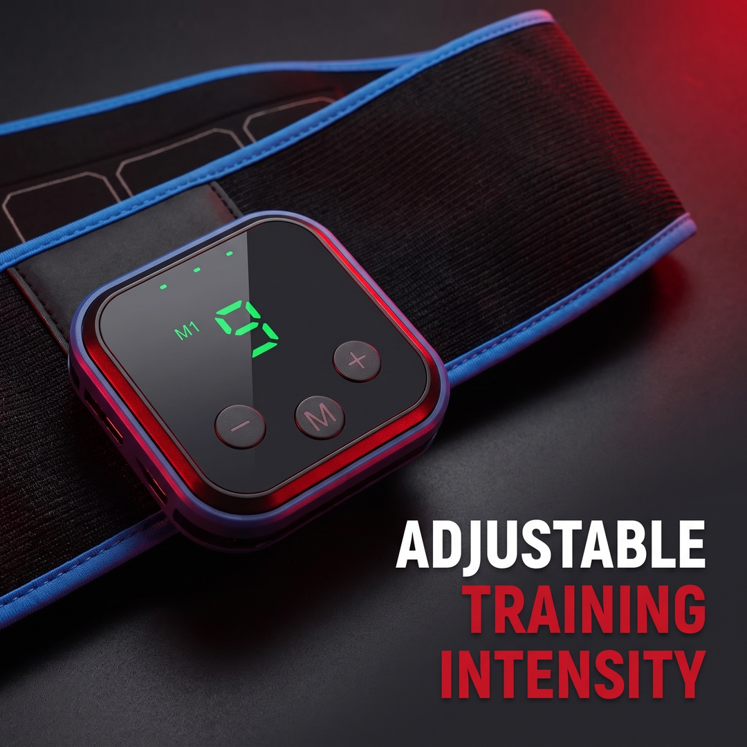 Professional EMS Core Trainer Belt Muscle Stimulator Abdominal Toning Belt 9 Intensity Levels USB Rechargeable No Gel Required Home Fitness Recovery - 9 Intensity Levels Control Panel