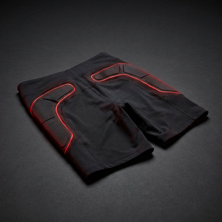 PHYSIOATHLETX EMS Toning Shorts - Glute, Hip and Thigh Muscle Training Wearable - Rear View Electrode Zones