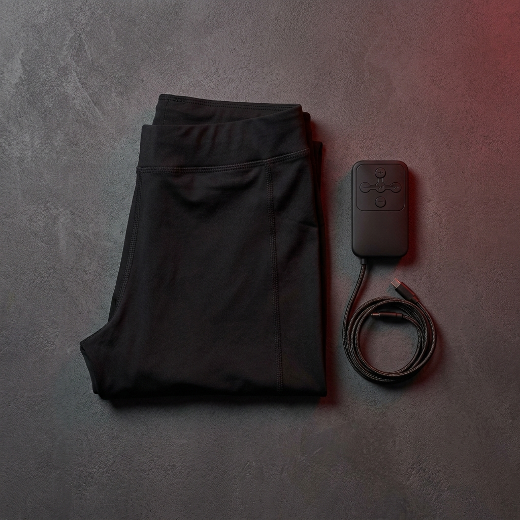 PHYSIOATHLETX EMS Toning Shorts - Glute, Hip and Thigh Muscle Training Wearable - Shorts and Controller Flat Lay