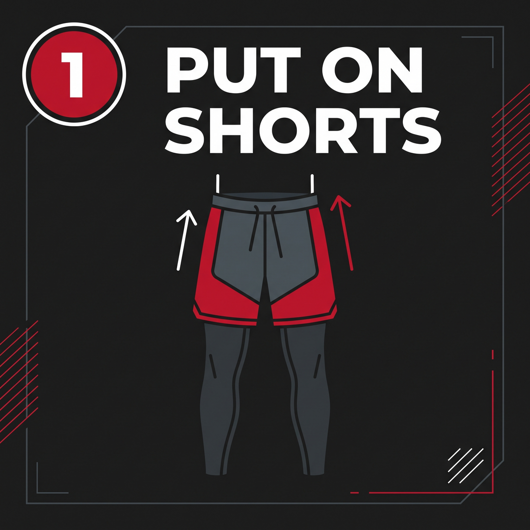 PHYSIOATHLETX EMS Toning Shorts - Glute, Hip and Thigh Muscle Training Wearable - How To Use Step 1 Put On Shorts