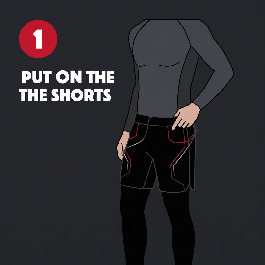 Leg and Glute Muscle Training Leggings — put on the shorts, step 1