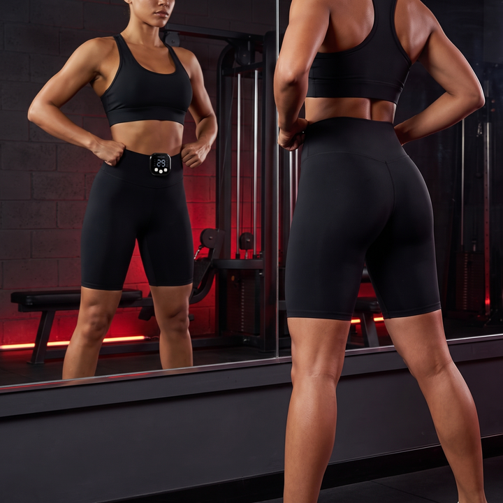 Leg and Glute Muscle Training Leggings — worn in home gym setting