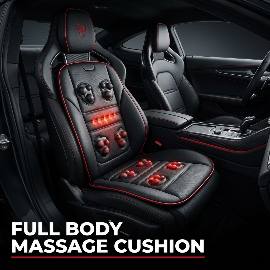 Professional Full Body Massage Cushion Seat Pad with Heat Neck Waist Back Vibration Massage for Car Home Office Chair Use — Hero Shot