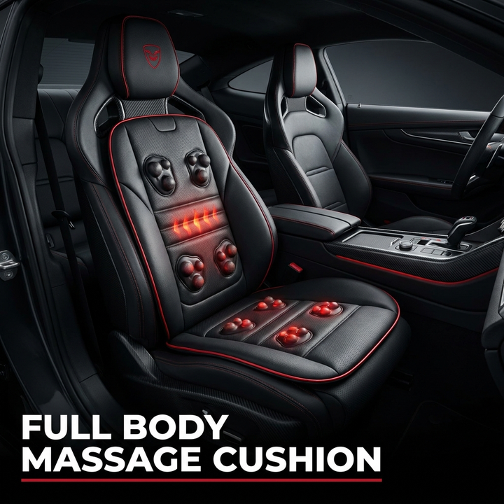 Professional Full Body Massage Cushion Seat Pad with Heat Neck Waist Back Vibration Massage for Car Home Office Chair Use — Hero Shot