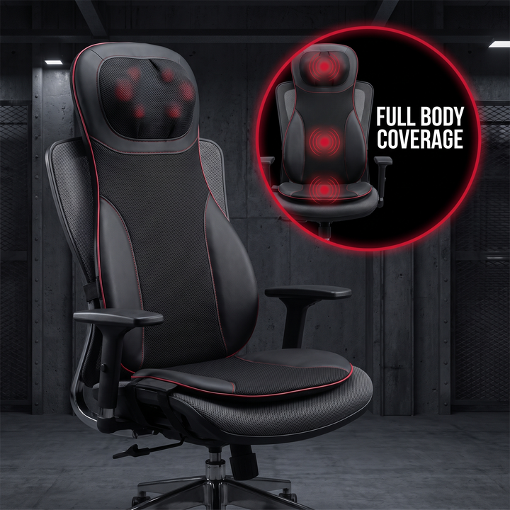 Professional Full Body Massage Cushion Seat Pad with Heat Neck Waist Back Vibration Massage for Car Home Office Chair Use — Full Body Coverage Feature