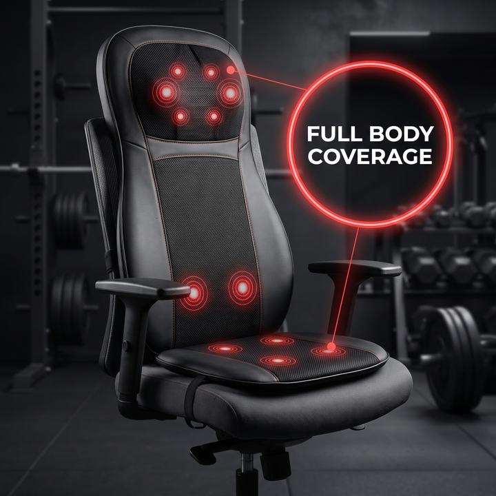 Professional Full Body Massage Cushion Seat Pad with Heat Neck Waist Back Vibration Massage for Car Home Office Chair Use — Full Body Coverage Feature