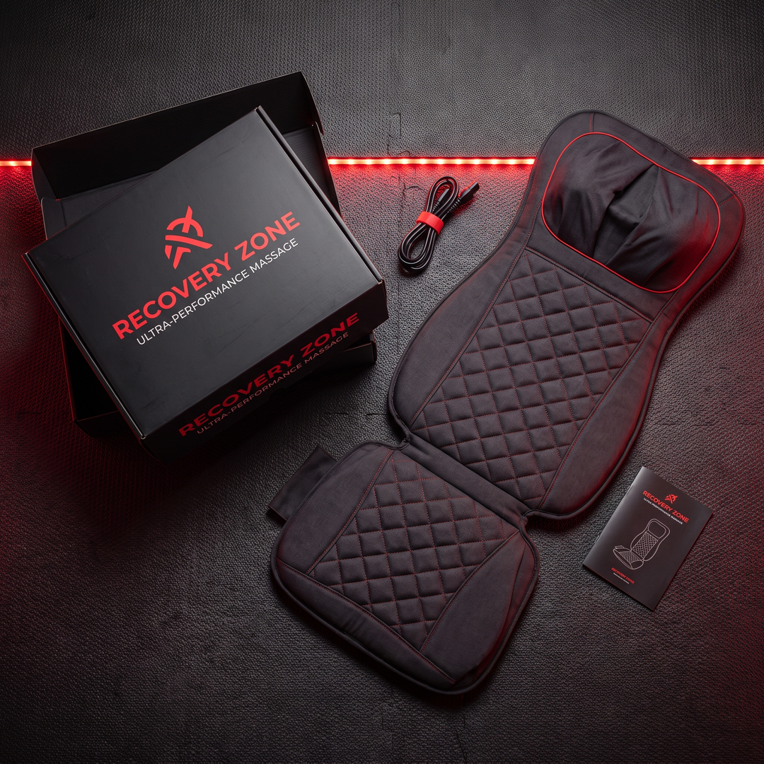 Professional Full Body Massage Cushion Seat Pad with Heat Neck Waist Back Vibration Massage for Car Home Office Chair Use — Packaging Flat Lay